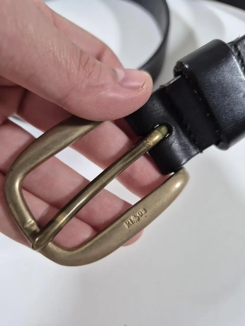 Polo Ralph Lauren Belt Men's 34 Black Leather Dress Brass Buckle USA